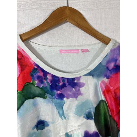 Michael Simon Studio Top Medium Satin Watercolor Front Oversized Boxy - Picture 4 of 9